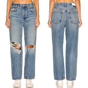 RE/DONE 90s Crop Low Slung Distressed Jeans Medium Raf Wash Women’s Size 26